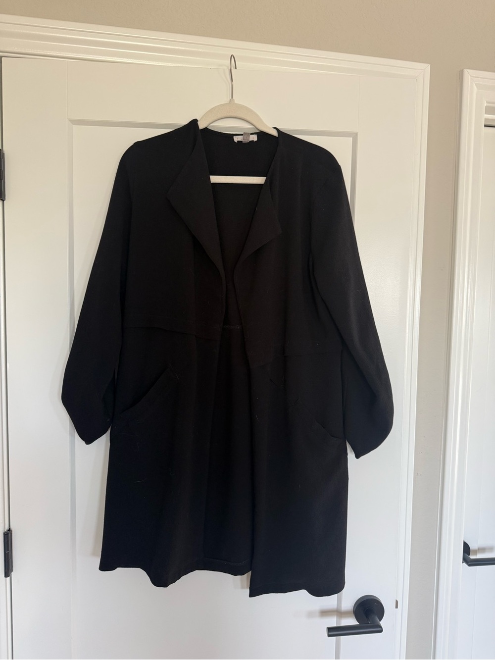 Leith Nordstrom Black Longline Open Front Duster Coat